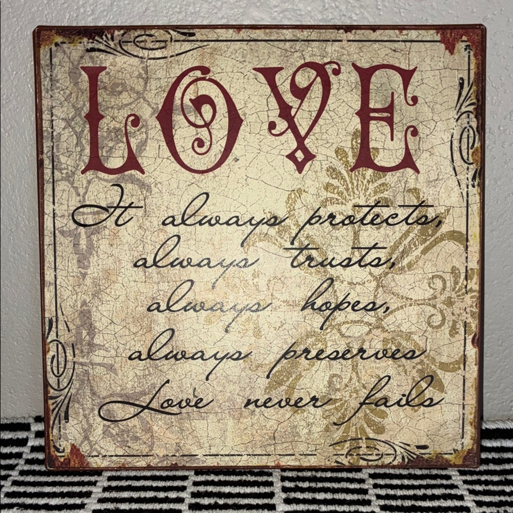 Vintage Love Quote Metal Wall Art Decor